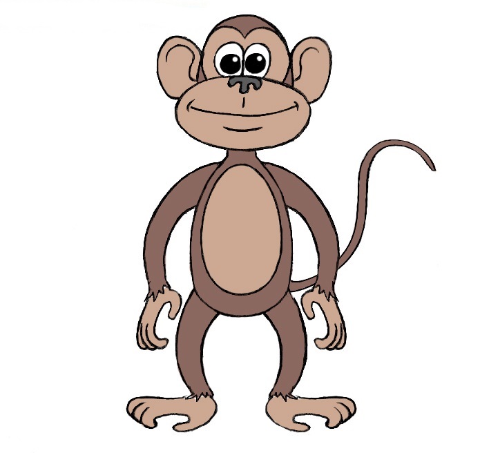 Macaco bonito em estilo simples de desenho animado