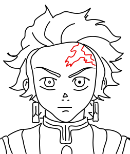 desenho de anime fácil, como desenhar metade do rosto Kamado Tanjirou