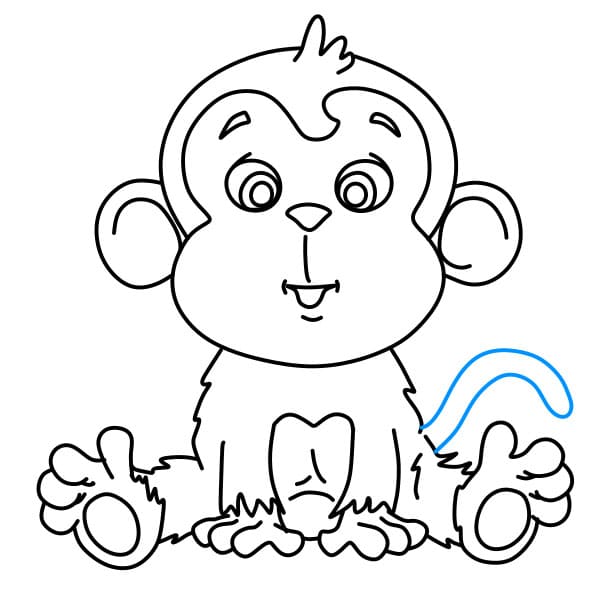 Passo a passo para desenhar um tutorial de desenho de macaco fofo, uma  lição de desenho de macaco fofo para crianças