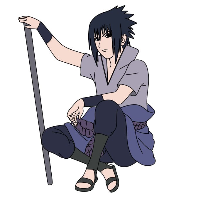 Desenhando Sasuke Uchiha passo a passo 